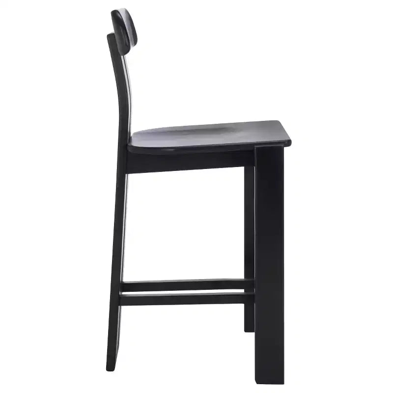 Tabouret de comptoir en bois – Noir / Blond clair / Noyer, Sans accoudoirs, Dossier mi-hauteur, 1 place