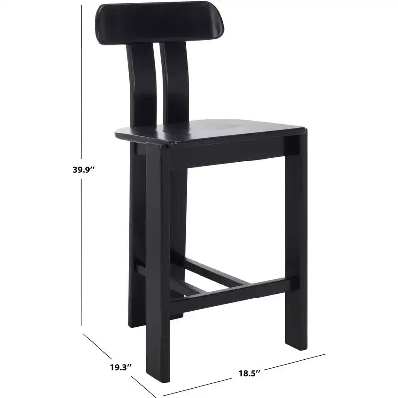 Tabouret de comptoir en bois – Noir / Blond clair / Noyer, Sans accoudoirs, Dossier mi-hauteur, 1 place