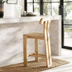 Tabouret de comptoir en bois – Noir / Blond clair / Noyer, Sans accoudoirs, Dossier mi-hauteur, 1 place