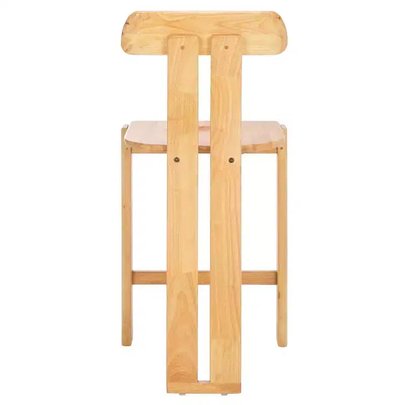 Tabouret de comptoir en bois – Noir / Blond clair / Noyer, Sans accoudoirs, Dossier mi-hauteur, 1 place