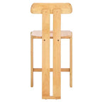 Tabouret de comptoir en bois – Noir / Blond clair / Noyer, Sans accoudoirs, Dossier mi-hauteur, 1 place