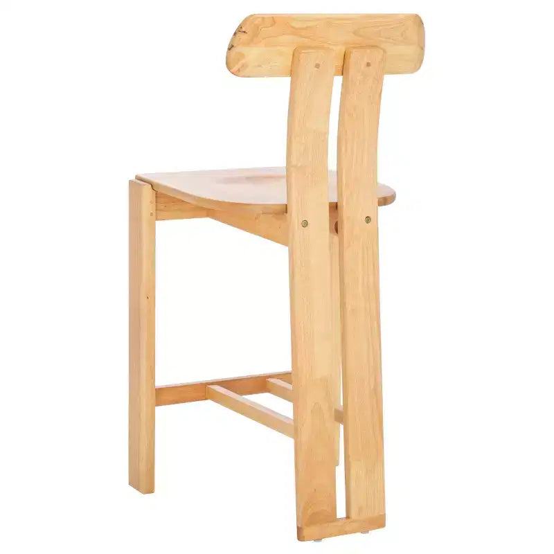 Tabouret de comptoir en bois – Noir / Blond clair / Noyer, Sans accoudoirs, Dossier mi-hauteur, 1 place