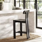 Tabouret de comptoir en bois – Noir / Blond clair / Noyer, Sans accoudoirs, Dossier mi-hauteur, 1 place