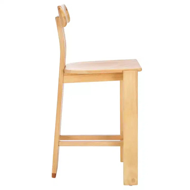 Tabouret de comptoir en bois – Noir / Blond clair / Noyer, Sans accoudoirs, Dossier mi-hauteur, 1 place