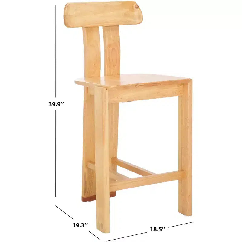 Tabouret de comptoir en bois – Noir / Blond clair / Noyer, Sans accoudoirs, Dossier mi-hauteur, 1 place