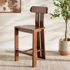 Tabouret de comptoir en bois – Noir / Blond clair / Noyer, Sans accoudoirs, Dossier mi-hauteur, 1 place
