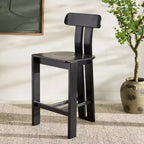 Tabouret de comptoir en bois – Noir / Blond clair / Noyer, Sans accoudoirs, Dossier mi-hauteur, 1 place