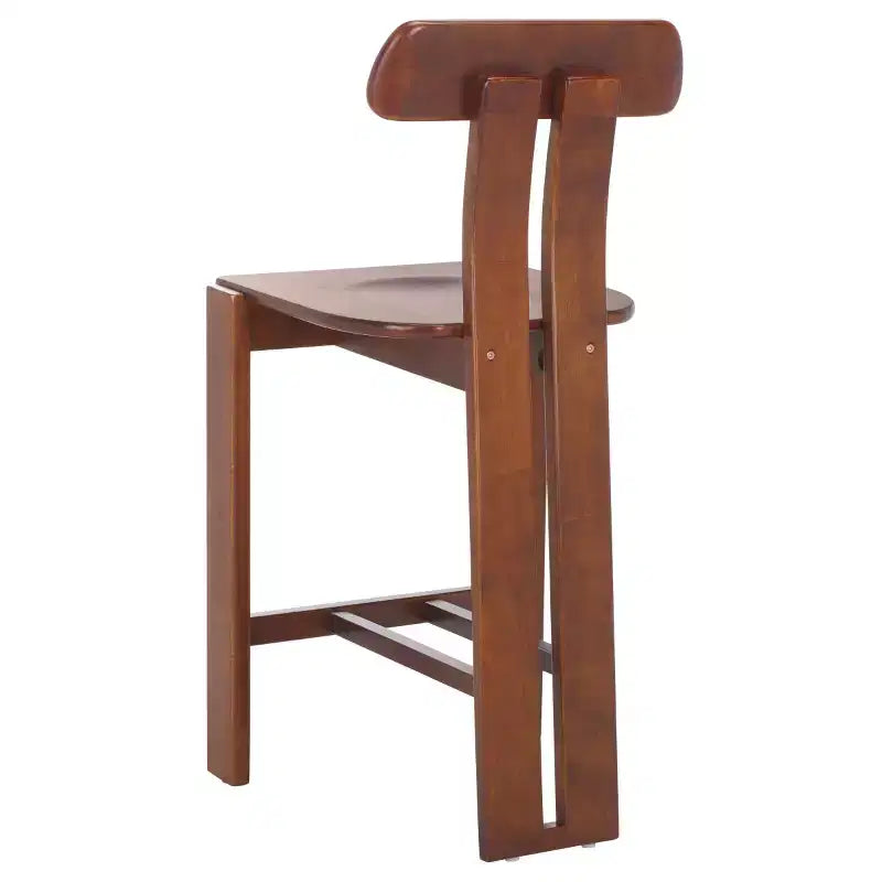 Tabouret de comptoir en bois – Noir / Blond clair / Noyer, Sans accoudoirs, Dossier mi-hauteur, 1 place