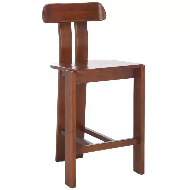 Tabouret de comptoir en bois – Noir / Blond clair / Noyer, Sans accoudoirs, Dossier mi-hauteur, 1 place