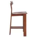 Tabouret de comptoir en bois – Noir / Blond clair / Noyer, Sans accoudoirs, Dossier mi-hauteur, 1 place