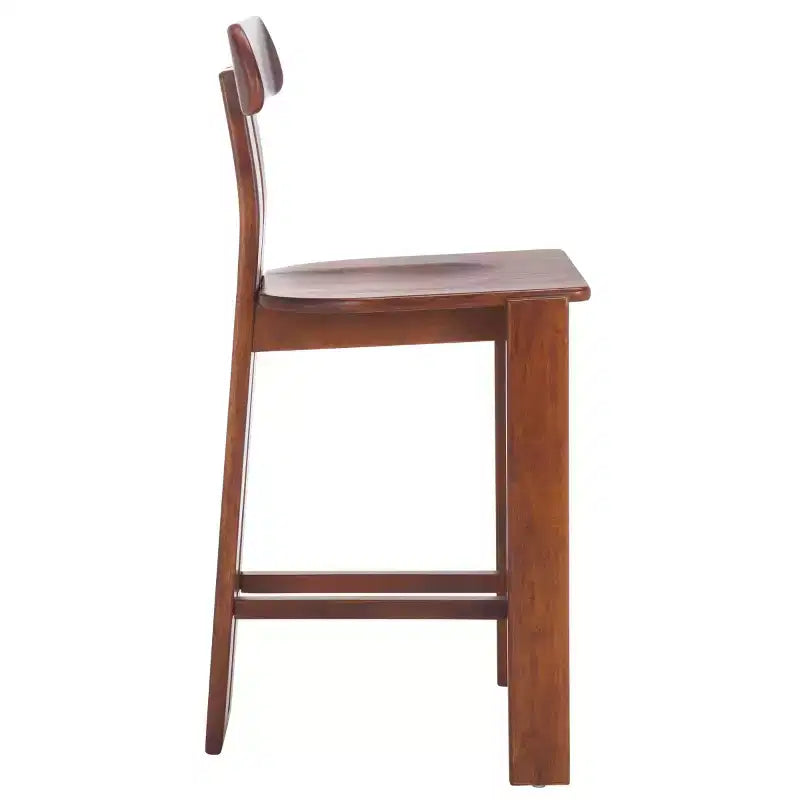 Tabouret de comptoir en bois – Noir / Blond clair / Noyer, Sans accoudoirs, Dossier mi-hauteur, 1 place