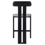 Tabouret de comptoir en bois – Noir / Blond clair / Noyer, Sans accoudoirs, Dossier mi-hauteur, 1 place