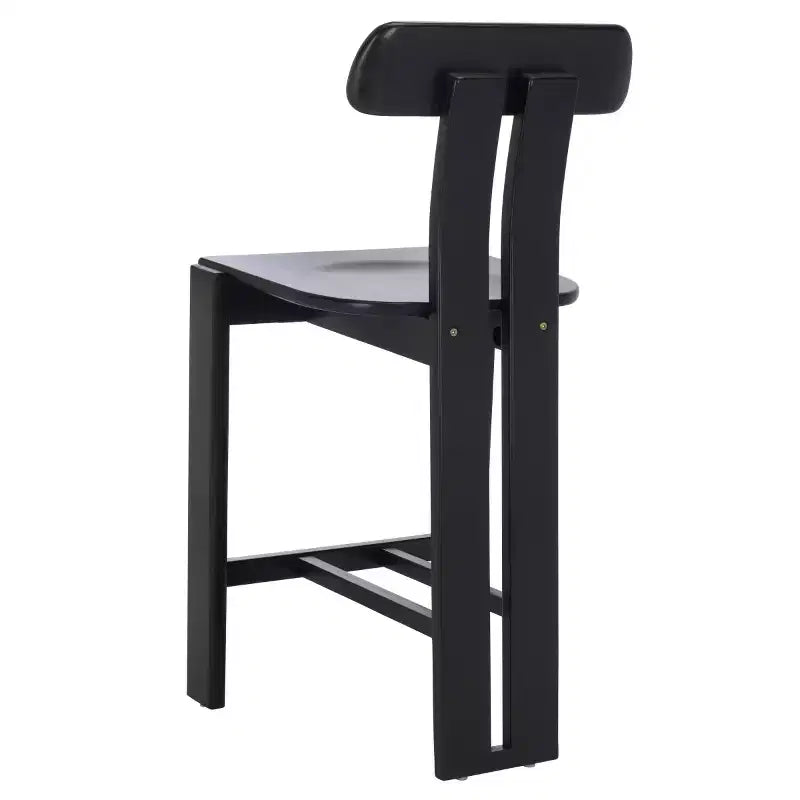 Tabouret de comptoir en bois – Noir / Blond clair / Noyer, Sans accoudoirs, Dossier mi-hauteur, 1 place