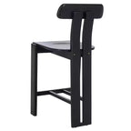 Tabouret de comptoir en bois – Noir / Blond clair / Noyer, Sans accoudoirs, Dossier mi-hauteur, 1 place