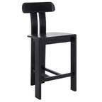 Tabouret de comptoir en bois – Noir / Blond clair / Noyer, Sans accoudoirs, Dossier mi-hauteur, 1 place