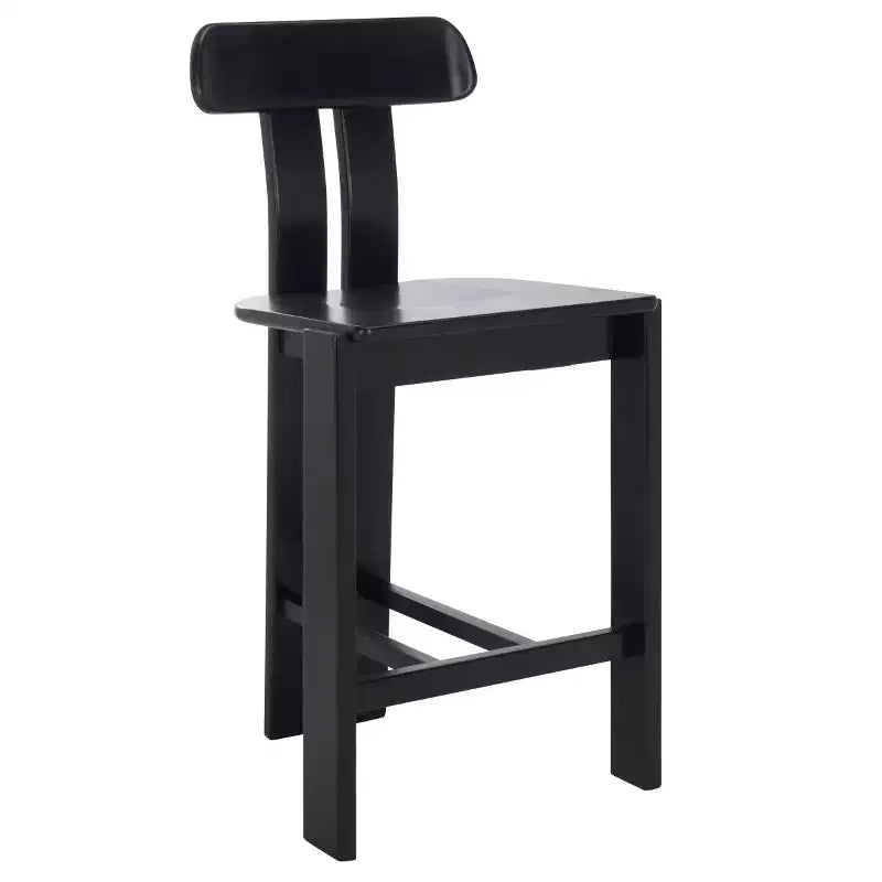 Tabouret de comptoir en bois – Noir / Blond clair / Noyer, Sans accoudoirs, Dossier mi-hauteur, 1 place