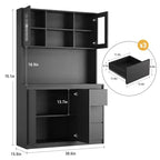 Armoire de cuisine 4 portes imitation bois marron avec prise de courant et 3 tiroirs