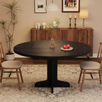 Table à manger ronde de 47" avec pieds arqués, noir/gris, pour 4 à 6 personnes