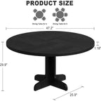 Table à manger ronde de 47" avec pieds arqués, noir/gris, pour 4 à 6 personnes