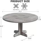 Table à manger ronde de 47" avec pieds arqués, noir/gris, pour 4 à 6 personnes
