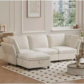 Sofa, Modular Single Seat with Storage Ottoman  Velvet Cloud Armless Chair + Movable Ottoman/Pillows for Living Room Cream Beige